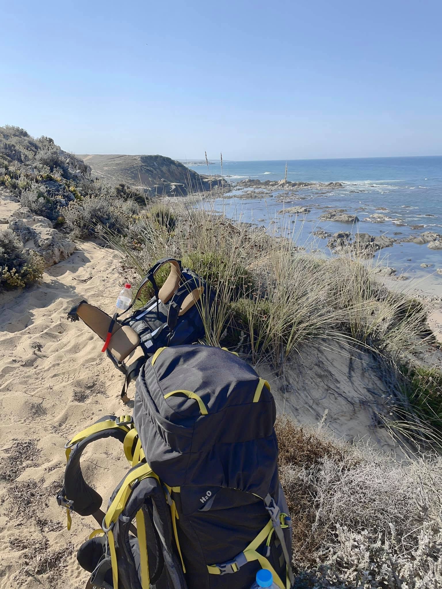 Hiking the Fisherman's Trail in Portugal with a backpack
